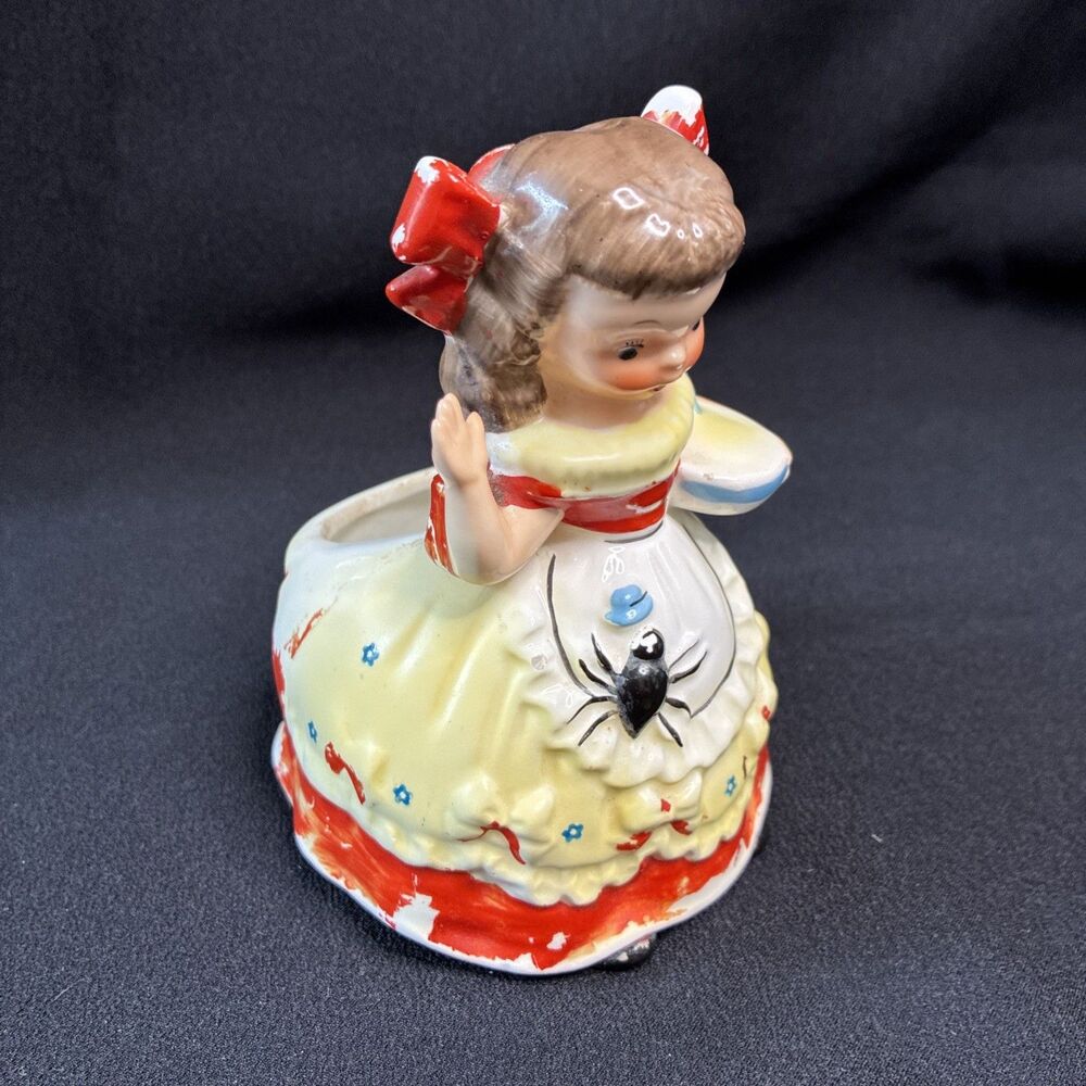 Vintage Napco 1956 Little Miss Muffet Ceramic Planter Vase 5-1/2" Japan Flaws